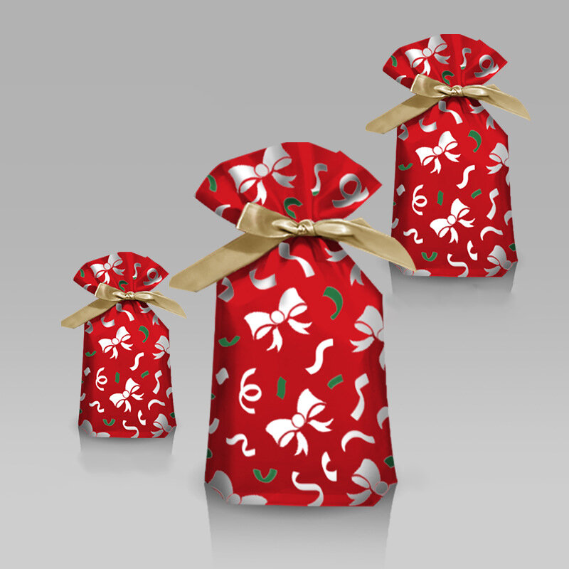 10 قطعة حقيبة حلوى عيد ميلاد سعيد سانتا هدية الرباط حقيبة زينة عيد الميلاد للمنزل السنة الجديدة 2022 نويل هدايا 23x34.5cm