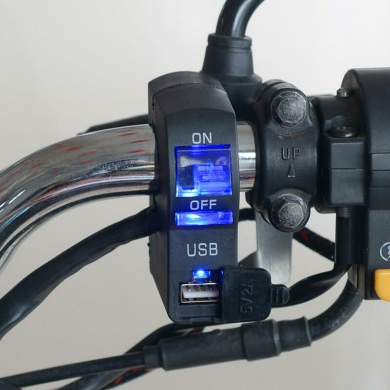 مؤشر LED دراجة نارية المقود جبل USB ميناء شاحن الهاتف مع التبديل سهلة التركيب اكسسوارات وقطع غيار الدراجات النارية