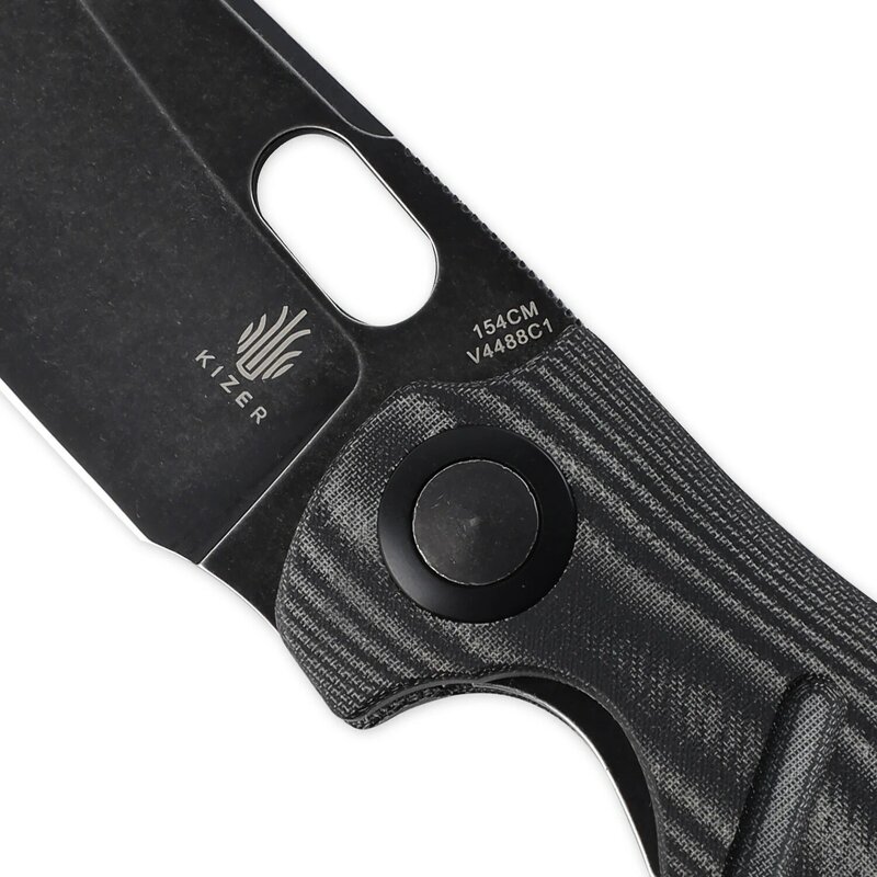 Kizer للطي جيب سكين C01C V4488C1 2021 جديد أسود Micarta مقبض والأسود 154 سنتيمتر شفرة فولاذية سكين مصممة من قبل جلد الغنم