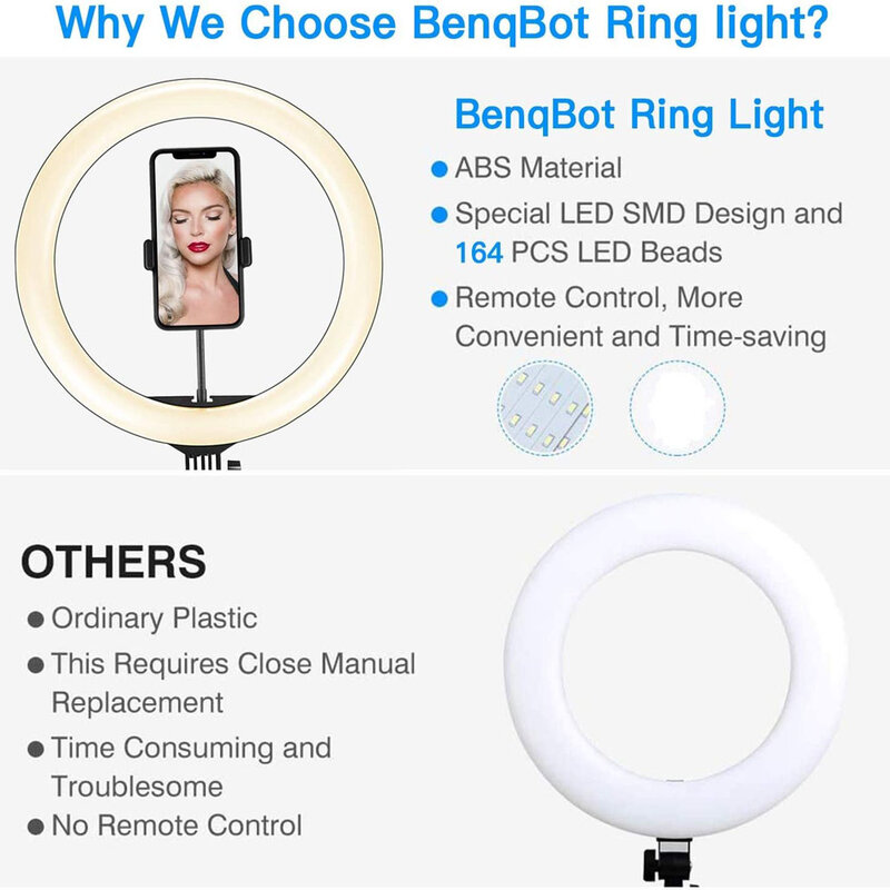 أضواء الفيديو عكس الضوء Selfie LED مصباح مصمم على شكل حلقة USB حلقة مصباح مع حامل ثلاثي القوائم حافة الضوء لصنع TikTok يوتيوب ringlight