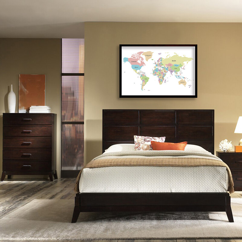 A1 حجم خريطة العالم الإسبانية حائط لوح رسم ملصق خلفية القماش غرفة 
