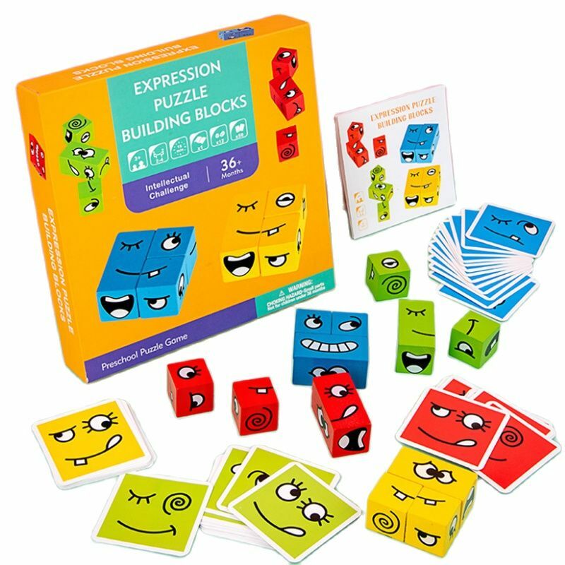 مونتيسوري ألعاب تعليمية الوالدين الطفل لوحة تفاعلية لعبة خشبية التعبير لغز بنة هدية للأطفال #5