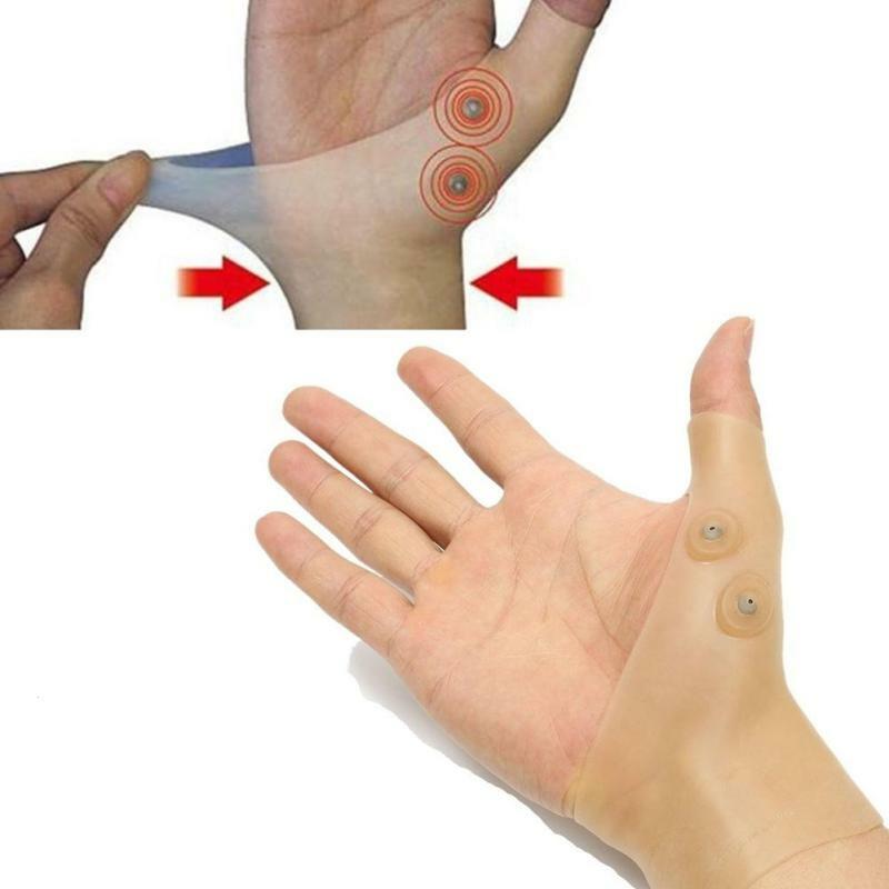 1 قطعة العلاج المغناطيسي المعصم اليد الإبهام ودعم قفازات هلام السيليكون التهاب المفاصل ضغط مصحح تدليك لتخفيف الآلام قفازات