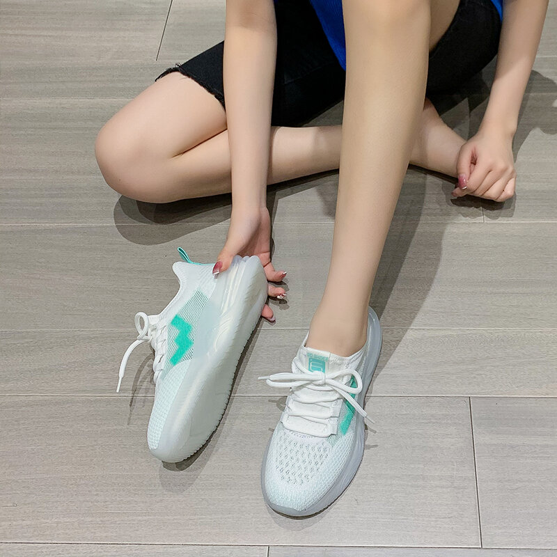 AIYUQI أحذية رياضية للنساء 2021 صيف جديد تنفس كل مباراة حذاء كاجوال بنات سميكة سوليد شبكة بيضاء النساء أحذية رياضية