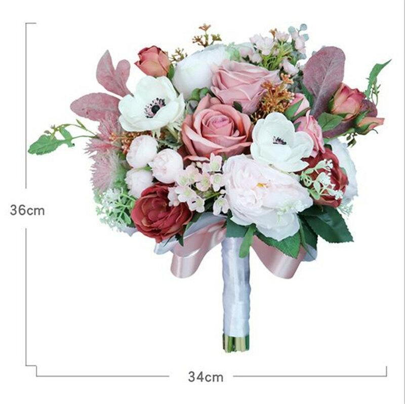 باقات الزفاف الوردية الفاوانيا الرومانسية ، خمر ، الفاوانيا ، الحرير ، العرائس ، الزهور #6