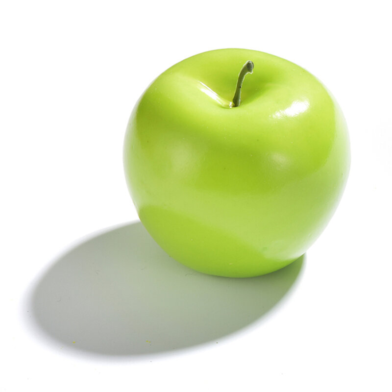 6 قطعة الاصطناعي الأخضر التفاح وهمية الفاكهة اللوحة نموذج المنزل الديكور التصوير الدعائم الاصطناعي أبل #5