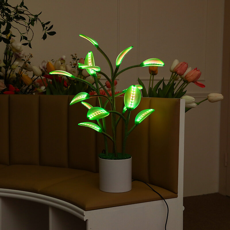 السحرية LED هوسبلانت مصباح فلورا ديكور داخلي لعيد الميلاد ليلة ضوء الزهور نبات اصطناعي الزفاف للديكور المنزل