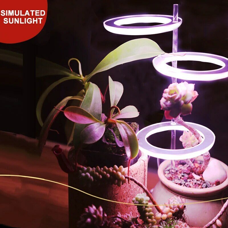 انجيل ثلاثة حلقة تنمو ضوء USB Phytolamp للنباتات Led مصباح الطيف الكامل للشتلات النباتات داخلي المنزل زهرة