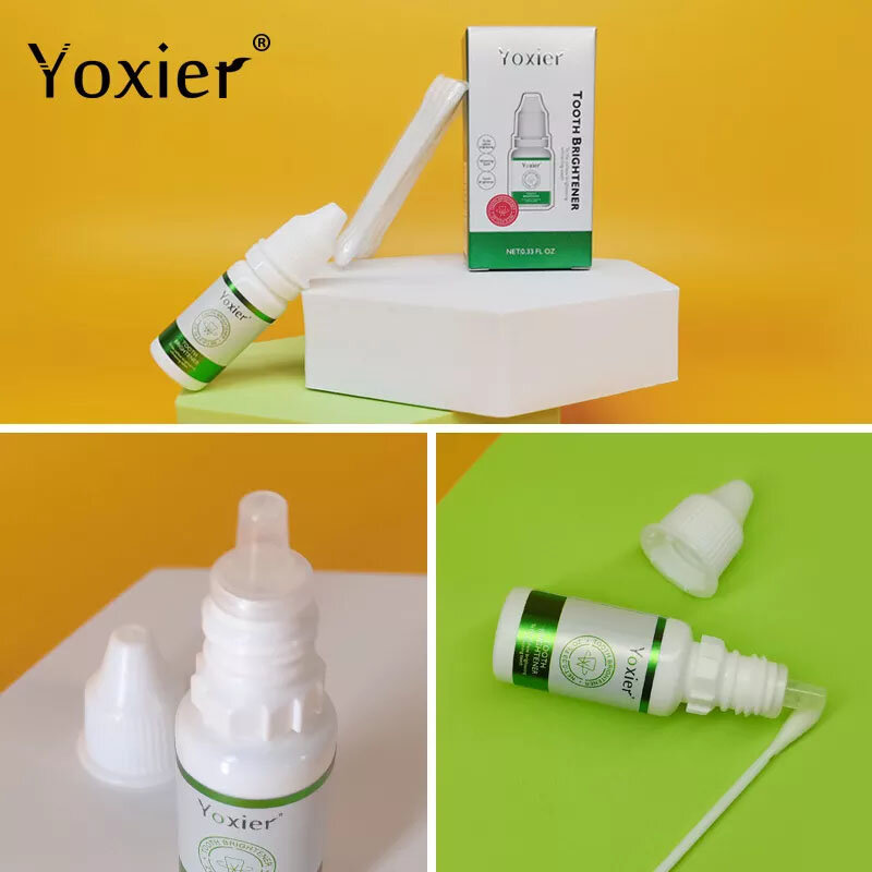 Yoxier تبييض الأسنان جوهر 10 مللي الأسنان سطع السائل مع مسحات القطن مصل تنظيف الأسنان لإزالة بقع الأسنان