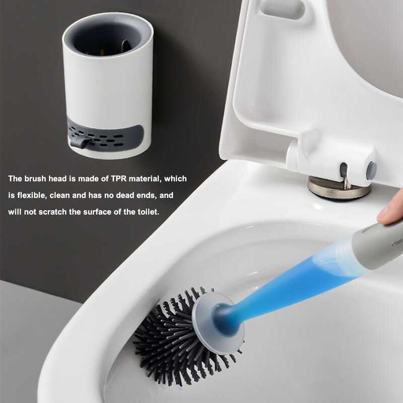 TPR سيليكون فرشاة المرحاض تنظيف اكسسوارات الحمام WC يمكن إضافة السائل مقبض طويل فرشاة لينة أدوات تجفيف الجدار الشنق
