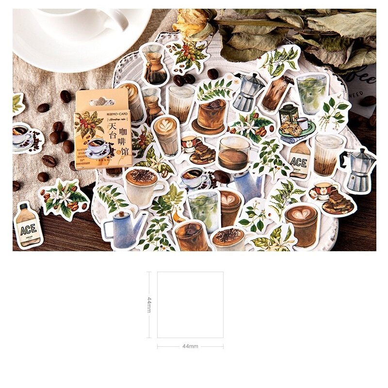 مجموعة ملصقات القهوة الجميلة ، ملصقات زخرفية للمشروبات الترفيهية الصغيرة ، 44 مللي متر ، 46 قطعة ، لدفتر اليوميات ، دفتر اليوميات ، سكرابوكينغ ...