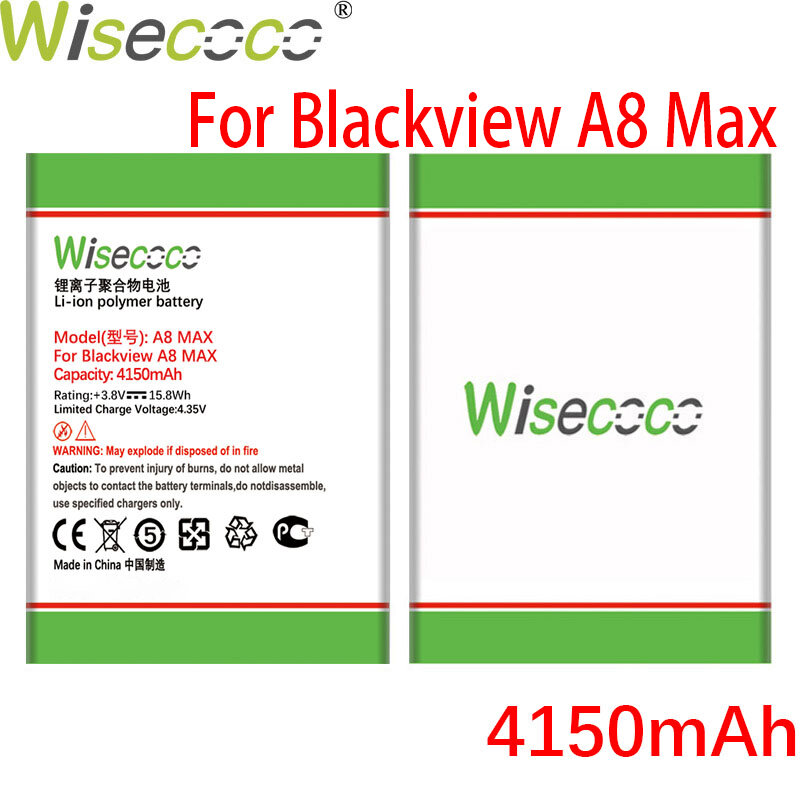 Wisecoco-بطارية الهاتف المحمول لـ Blackview A8 Max ، جودة عالية ، رمز تتبع