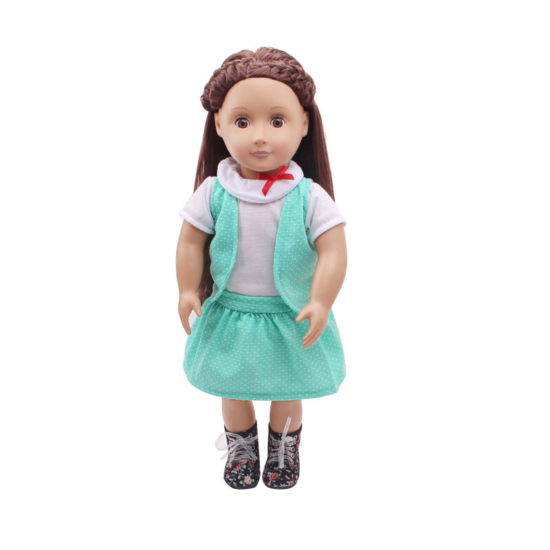 18 بوصة الأمريكية دمية الفتيات فستان أخضر بسيط الوليد ألعاب الأطفال اكسسوارات تناسب 40-43 سنتيمتر دمى الصبي c228