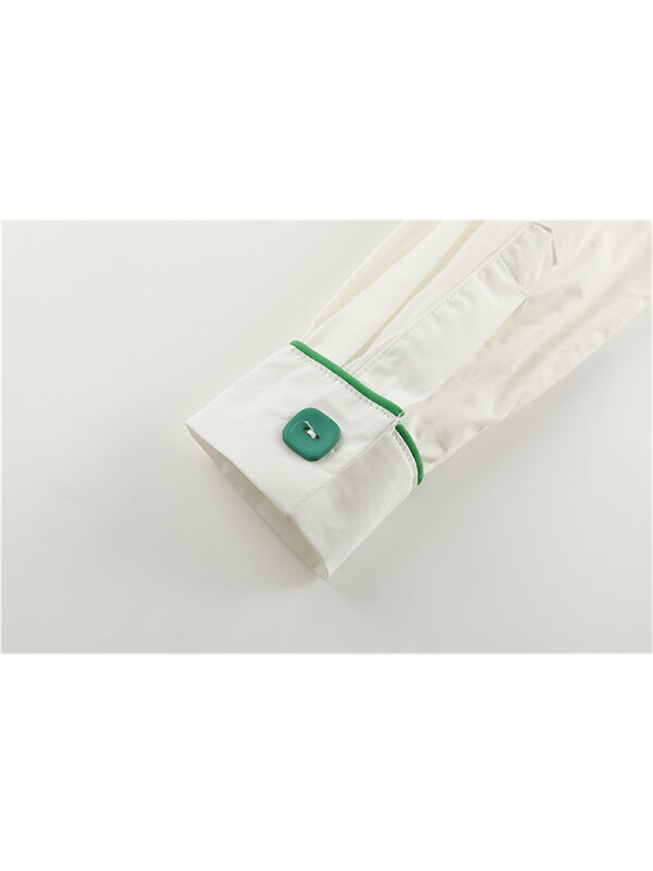 بلوزات نسائية بلوزات فضفاضة بأكمام طويلة بيضاء مناسبة لربيع وخريف 2021 قمصان كورية عصرية بطية صدر السترة بلوزات أنيقة بسيطة