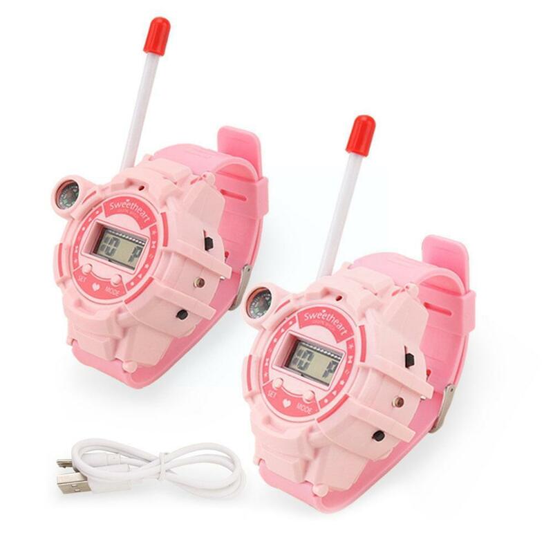 اتجاهين أجهزة الراديو البيني على مدار الساعة الاطفال الرقمية عرض لعبة طفل الساعات مشاهدة walkietkeies الأطفال الساعات J6G4