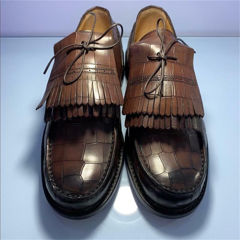 الرجال اليدوية بلون الاتجاه موضة موضة عادية كل مباراة الأعمال الكلاسيكية شرابة جولة تو منخفضة الكعب حذاء كاجوال XM262