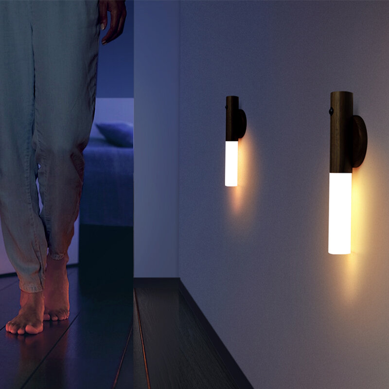 Led محس حركة ضوء ذكي جسم الإنسان التعريفي ليلة مصباح مصباح ليد بوحدة USB قابل لإعادة الشحن المنزل خزانة الممر خزانة أضواء