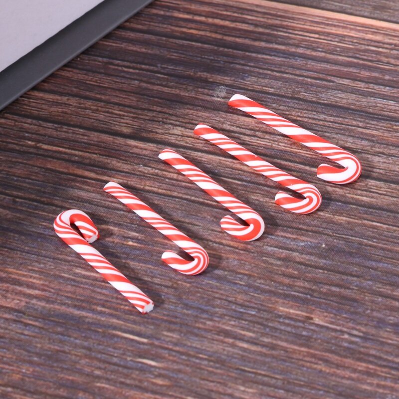 50 قطعة الأحمر والأبيض اليدوية عيد الميلاد عصا حلوى Kawaii مصغرة الغذاء دمية ديكور المنزل التجزئة