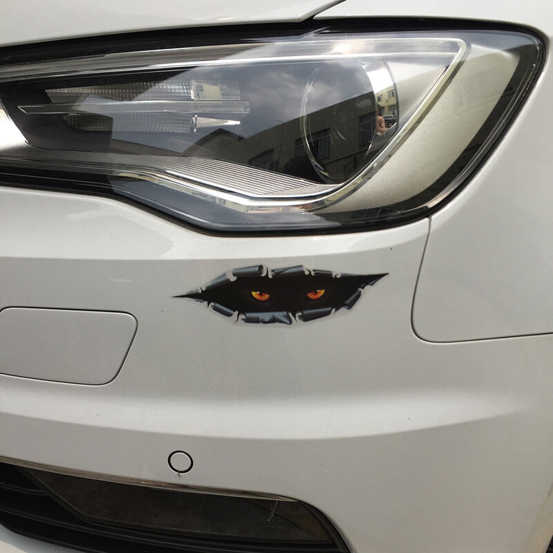 ثلاثية الأبعاد سيارة التصميم مضحك القط عيون Peeking سيارة ملصق مقاوم للماء الوحش السيارات