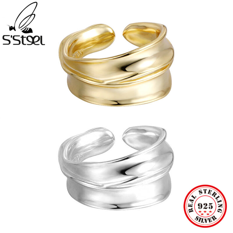 خاتم بناتي من الفضة الإسترليني 925 من S'STEEL هدايا للسيدات مصمم بشكل جمالي مصنوع يدويًا لحفلات بوهو الكورية مفتوح 2021 مجوهرات رائعة