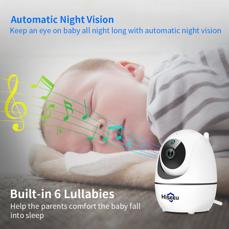 Hiseeu 5.0 بوصة مراقبة الطفل 1080P 2-Way الصوت كاميرا لا سلكية الطفل البكاء إنذار كاميرا مراقبة فيديو دعم التشغيل