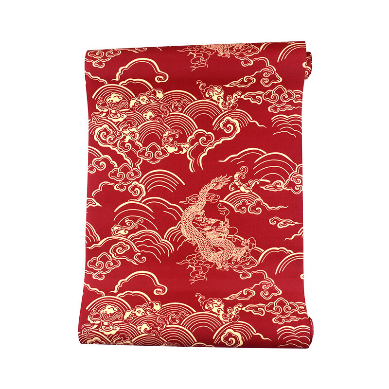 النمط الصيني خلفية حمراء التنين نمط الكلاسيكية زن Teahouse مطعم الديكور ديكور المنزل ورقة peint