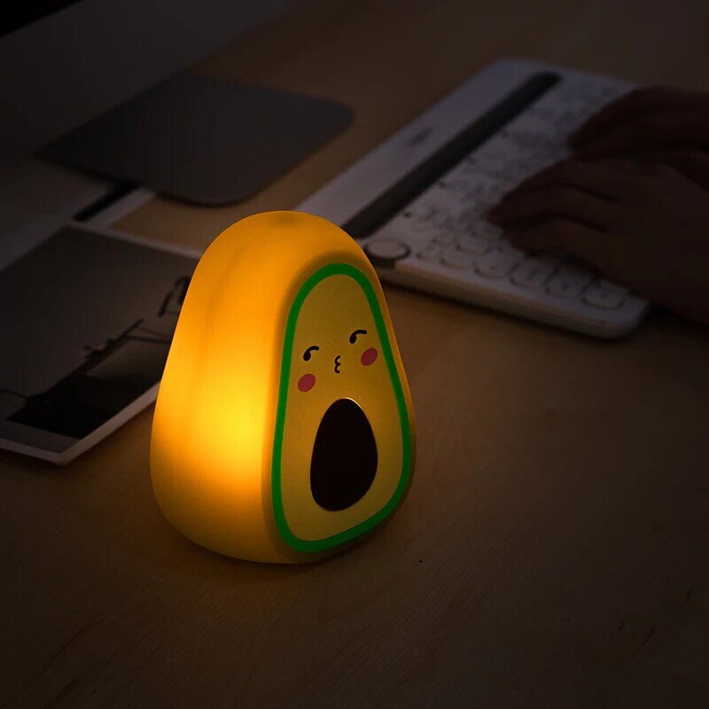 ليلة ضوء USB قابلة للشحن سيليكون Patting ضوء غرفة نوم اللون تغيير ضوء لطيف الأفوكادو LED ليلة ديكور الإضاءة مصباح