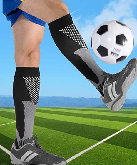 جوارب ضغط 20-30 Mmhg الركبة عالية تناسب لكرة القدم ، كرة القدم ، الدوالي ، النساء الحوامل ، تشغيل الرجال النساء جوارب ضغط