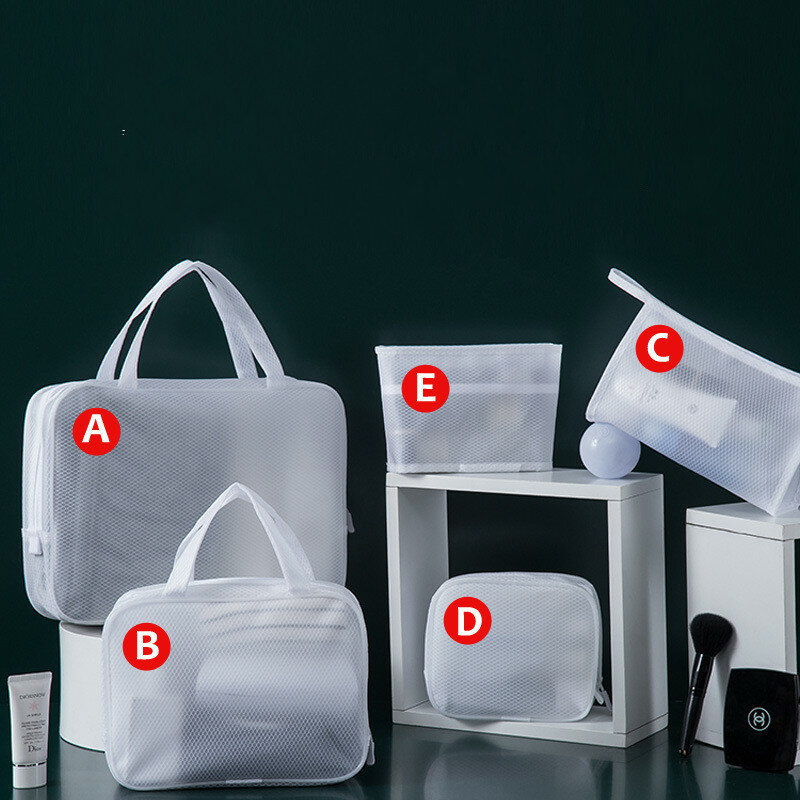 حقيبة مستحضرات تجميل بسيطة ذات سعة كبيرة ، حقيبة غسيل شفافة Eva ، مقاومة للماء ، للمكياج ، متعددة الوظائف ، محمولة ، للسفر
