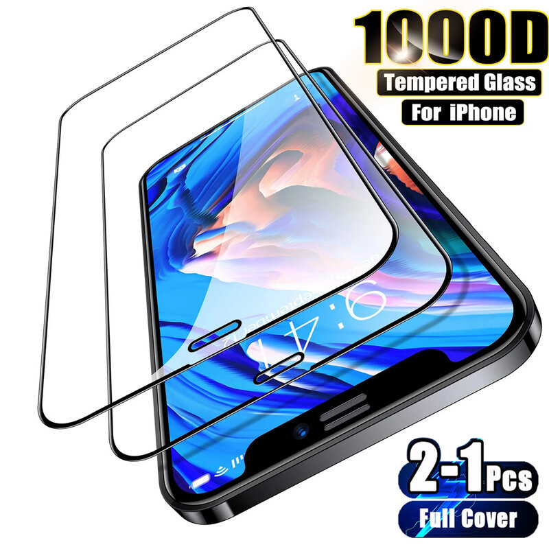 1-2 قطعة حامي الشاشة غطاء كامل الزجاج المقسى على ل IPhone11 آيفون 12 برو Mini Max X XR XS 8 7 6 Plus شاشة الزجاج