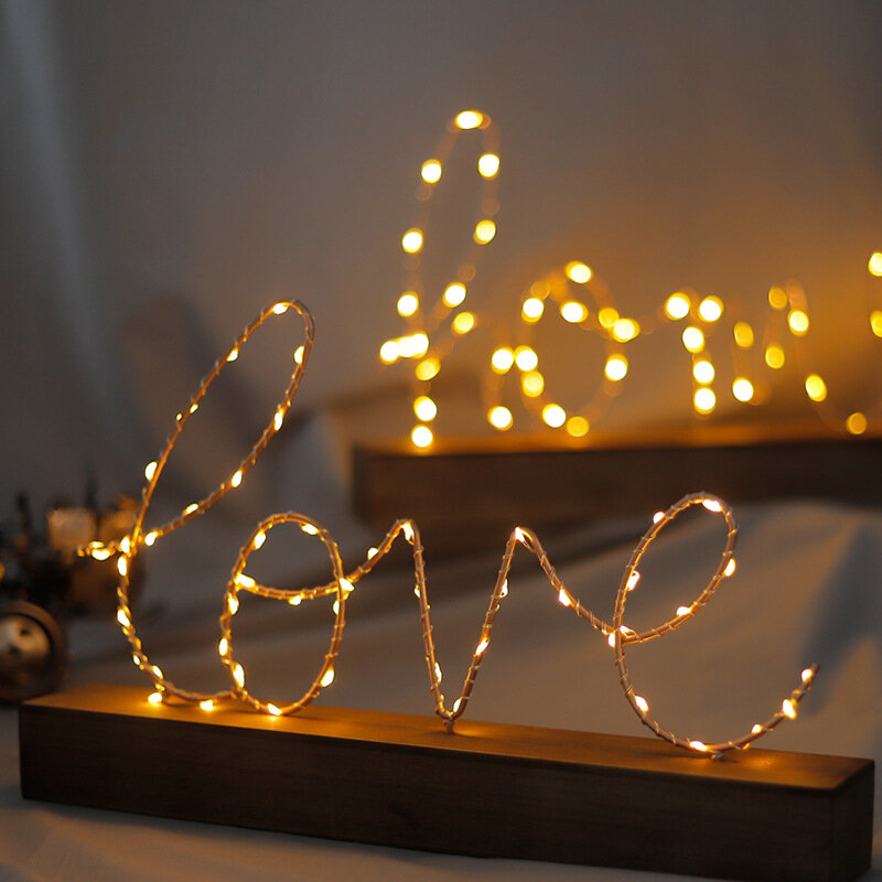 مصباح LED بأحرف حب لتزيين المنزل ، مصباح ديكور لغرفة المعيشة وغرفة النوم ، هدية عيد الحب ، التماثيل الزخرفية للمنزل