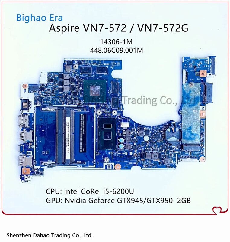 ل أيسر VN7-572 VN7-572G اللوحة المحمول مع i5-6200U CPU GTX950 2G-GPU 14306-1M 448.06C08.001M 448.06C09.001M 100% العمل