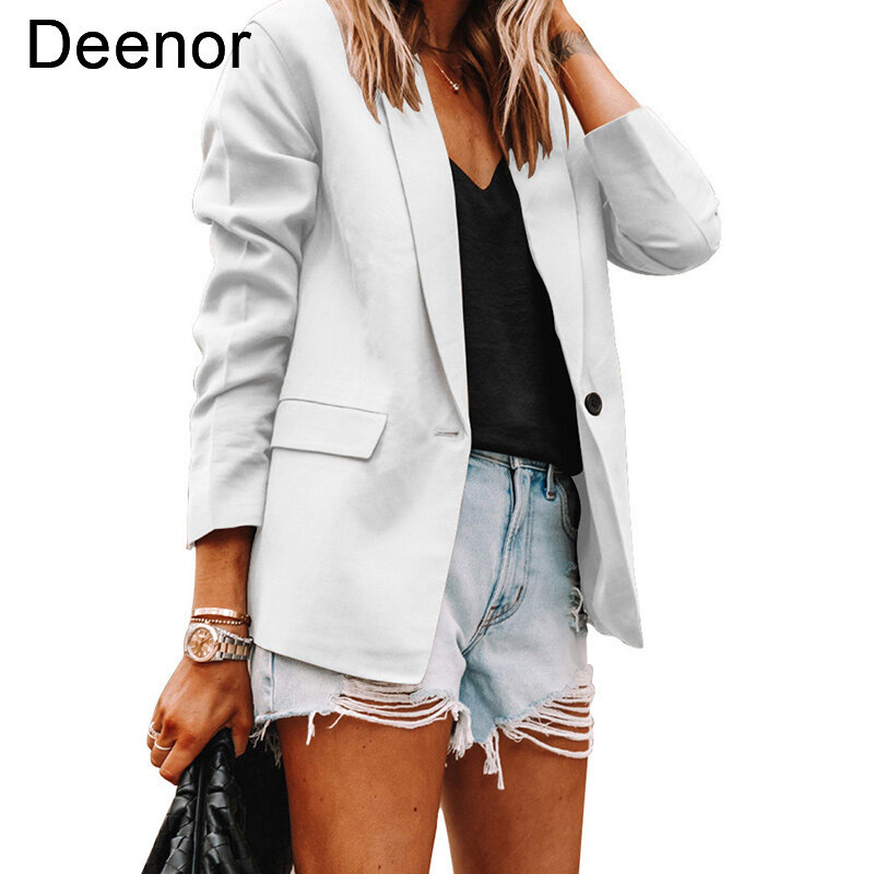 Deenor كاندي اللون سترة للنساء دعوى 201 الخريف الصلبة سليم صالح معطف موضة عادية مكتب السيدات معطف الأعمال الرسمي