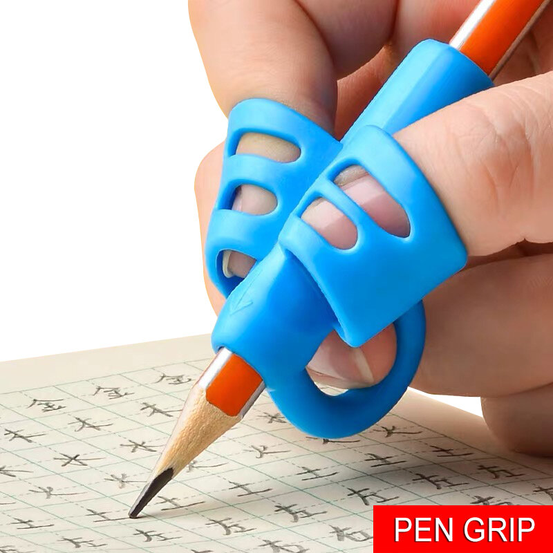 4 قطعة ثلاثة إصبع قلم من السيليكون حامل الكتابة الإيدز المبتدئين الكتابة مستلزمات الأطفال الإبهام الموقف تصحيح
