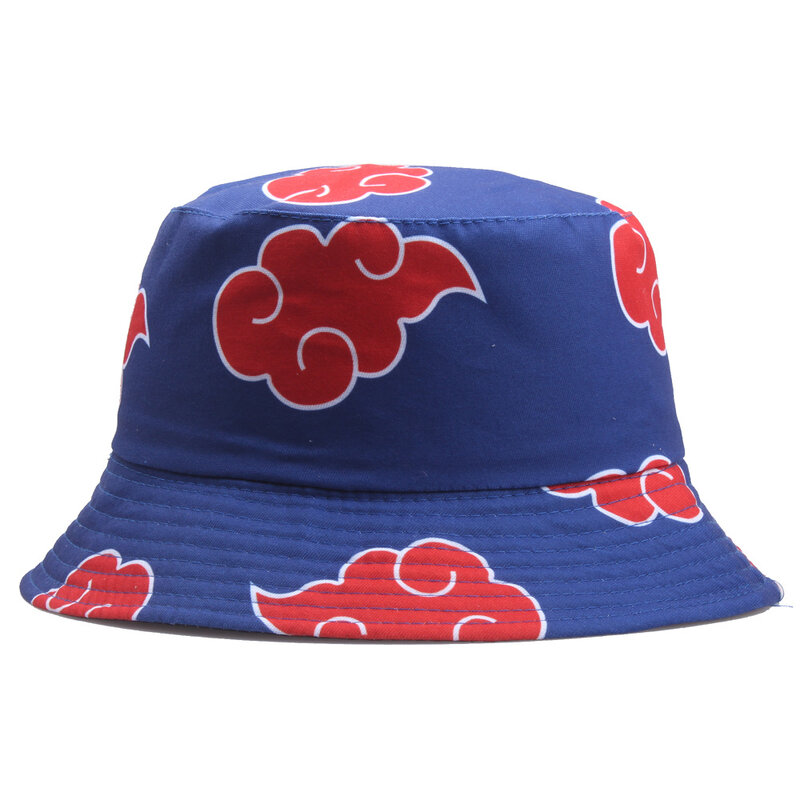 أنيمي النينجا قبعة في الهواء الطلق واقية من الشمس تأثيري Akatsuki رمز مطبوعة الأحمر الغيوم صياد قبعة حوض قبعة ساندي شاطئ هدية الدعامة