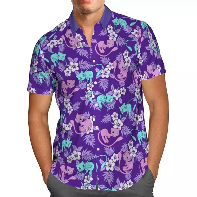 هاواي قمصان الصيف عادية زر قميص عطلة الشاطئ قصيرة الأكمام ثلاثية الأبعاد في جميع أنحاء مطبوعة موضة رجالي التلبيب الملونة الهيب هوب القمم