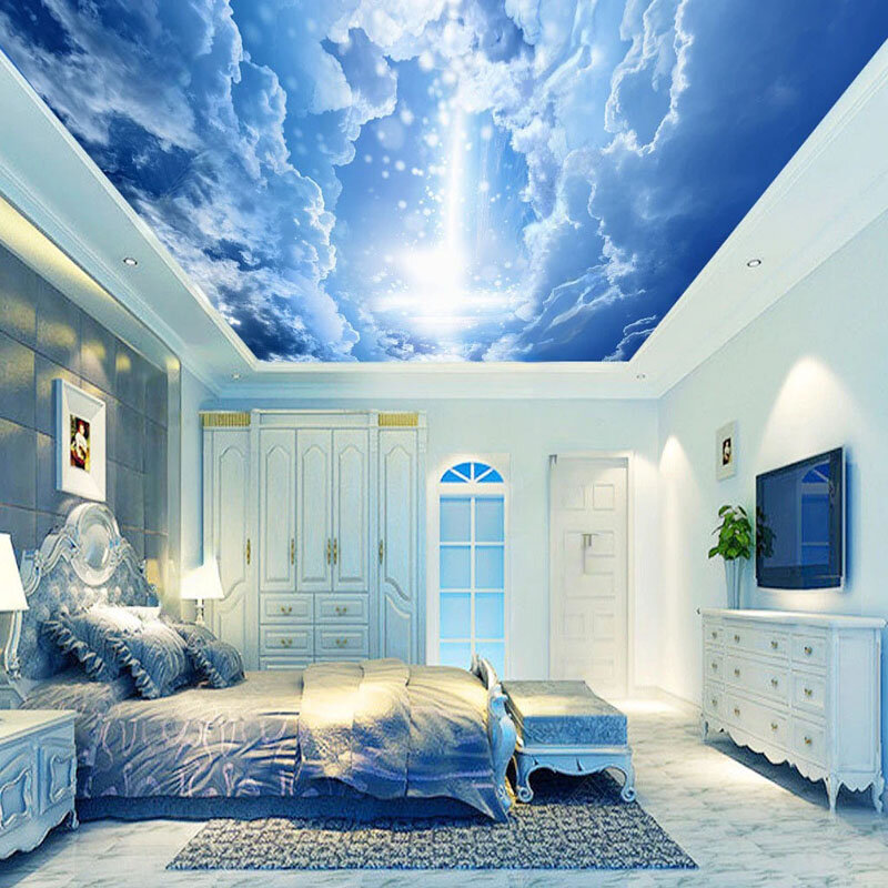 العرف ثلاثية الأبعاد خلفية الخيال السماء الزرقاء Clouds البيضاء زينيث السقف جدارية حائط الخلفية اللوحة غرفة المعيشة غرفة نوم لوحات جدارية #2