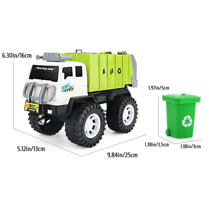 نموذج شاحنة القمامة مع 4 القمامة فرز علب إدارة النفايات إعادة تدوير شاحنة لعبة القمامة سيارة المركبات نموذج لعب للأطفال الهدايا