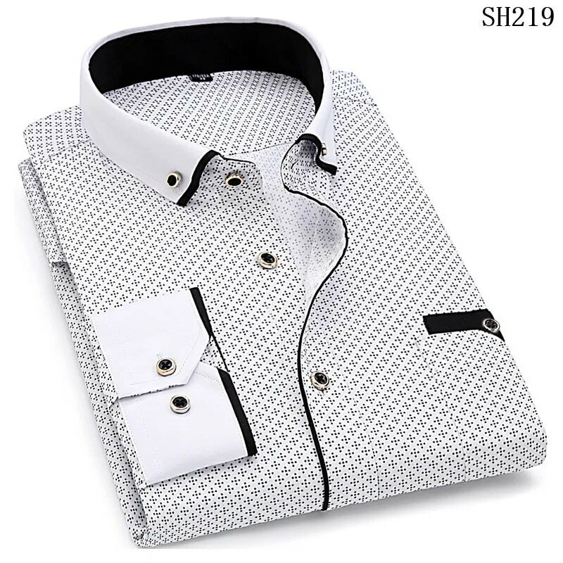 2021 الرجال الموضة عادية قميص مطبوع بأكمام طويلة سليم صالح ذكر الاجتماعية الأعمال قمصان ماركة للرجال لينة مريحة