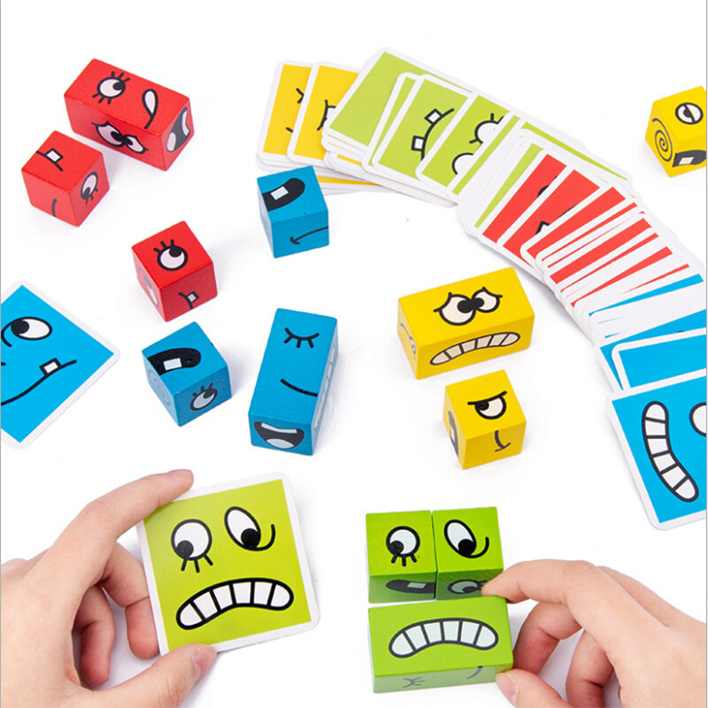 مونتيسوري ألعاب تعليمية الوالدين الطفل لوحة تفاعلية لعبة خشبية التعبير لغز بنة هدية للأطفال #3