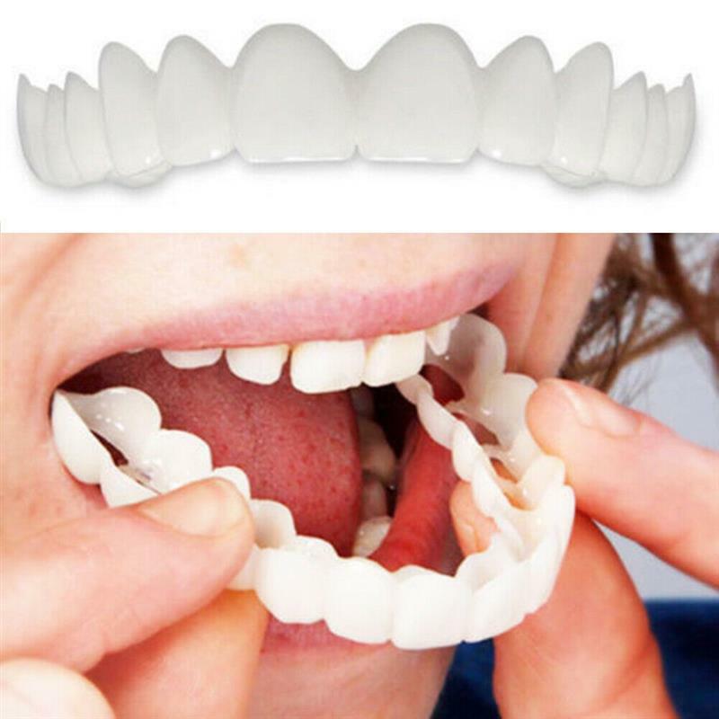 عدد 1 زوج من الأسنان العلوية والسفلية المصطنعة الكاذبة والناعمة ، أداة تجميل وتبييض الأسنان