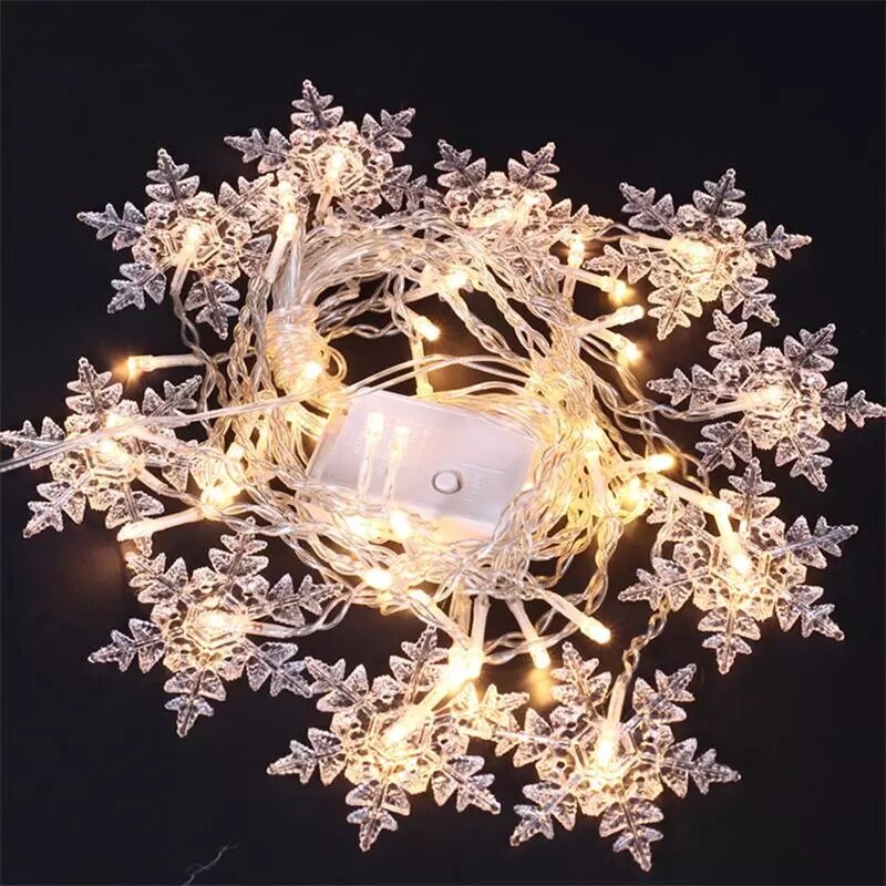 عيد الميلاد ستائر زخرفية ندفة الثلج LED سلسلة أضواء وامض أضواء مقاوم للماء عطلة حفلة موصل موجة الجنية الخفيفة