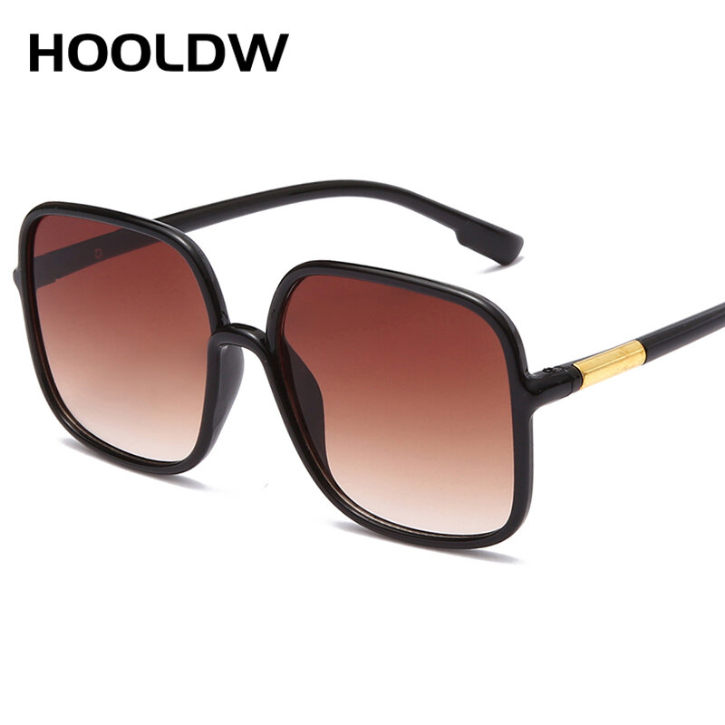 HOOLDW خمر المعتاد مربع النظارات الشمسية النساء الفاخرة إطار كبير نظارات شمسية موضة نظارات السفر في الهواء الطلق UV400 Oculos دي سول