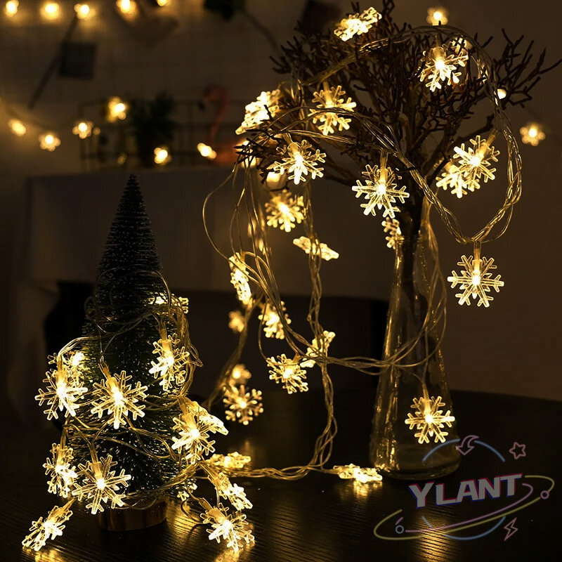 Led الجنية ضوء سلسلة البطارية Usb Opreated عطلة الديكور ندفة الثلج شكل 2m 3m 6m لعيد الميلاد منوعات عيد الميلاد سلسلة أضواء