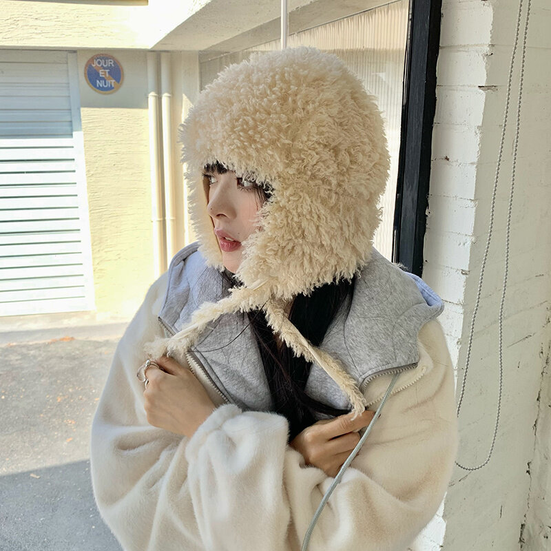 المرأة القطيفة قبعة الشتاء الإنترنت الساخن جديد كل مباراة Earflaps Toque الكورية لطيف الحرارية الحياكة الصوفية قبعة