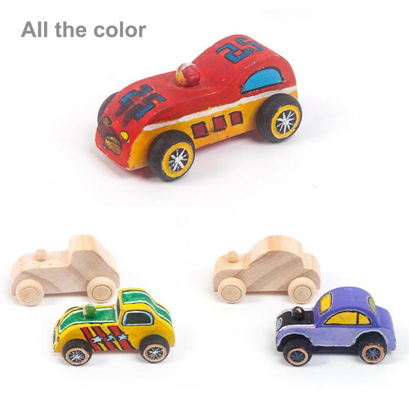 6 قطعة نموذج سيارة عالية التقليد التنمية الفكرية دون نتوءات DIY بها بنفسك لون خشبي الكتابة على الجدران سيارة صغيرة لعبة مجسمة للأطفال