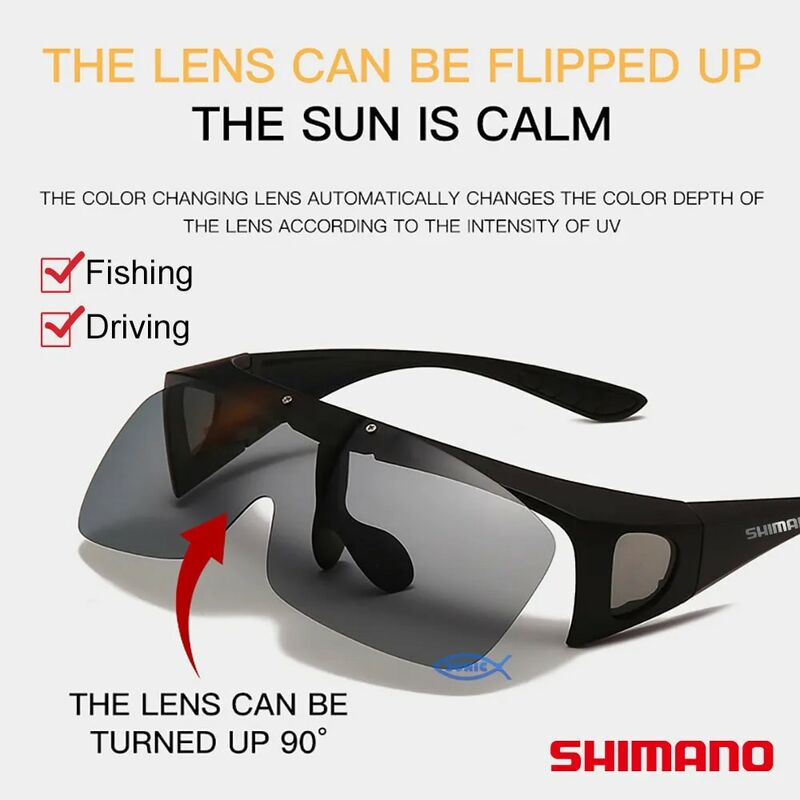 Sheman Flip الاستقطاب النظارات الشمسية الرجال الصيد القيادة UV400 عدسة متلوّنة بالضوء الصيد الرياضة في الهواء الطلق السيدات الصيد النظارات الشمسية
