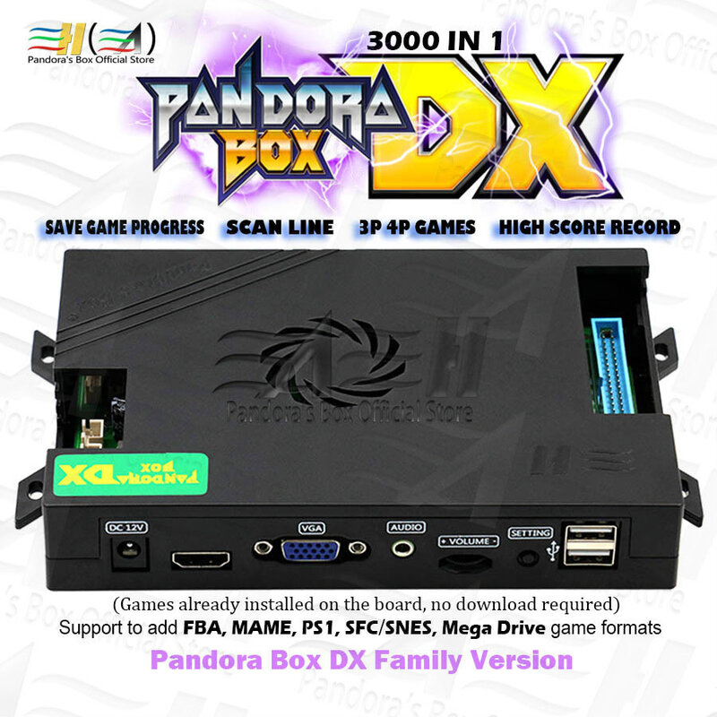 2021 الأصلي باندورا مربع DX 3000 في 1 الأسرة النسخة دعم 3P 4P لعبة يمكن حفظ اللعبة التقدم عالية النتيجة سجل يكون 3D تيكين