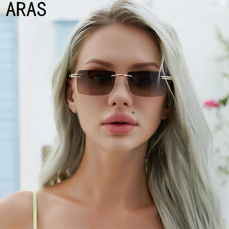 الكلاسيكية العصرية الرجال النساء بدون إطار التدرج نظارات شمسية كلاسيكية موضة صغيرة مستطيل النظارات الشمسية نمط السفر للإناث نظارات
