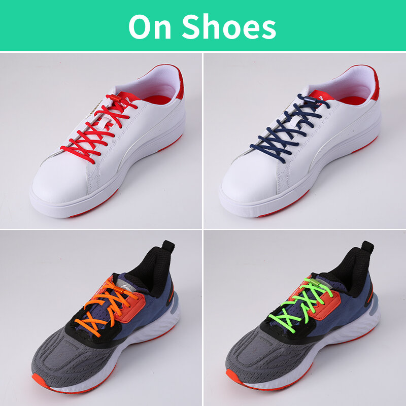 أربطة حذاء مرنة سريعة وسهلة للأطفال والكبار ، أربطة معدنية مغلقة شبه دائرية ، متوفرة بألوان مختلفة